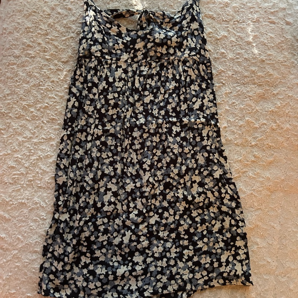 Floral Black, Blue, and White Women's Dress